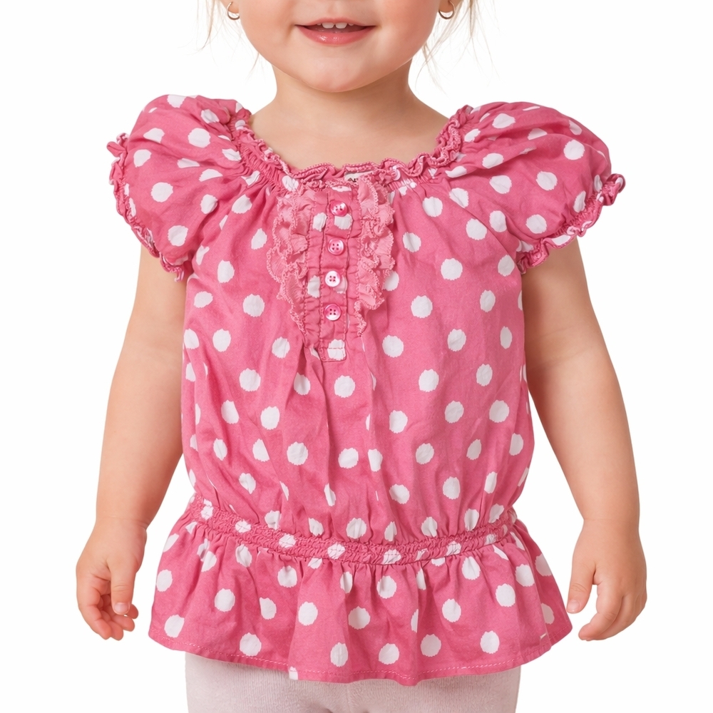 Arizona Jeans‎ Toddler Pink Polka Dot Peplum Top 2T